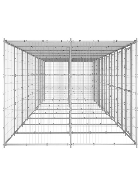 Suņu voljērs ar jumtu, 21,78 m², cinkots tērauds
