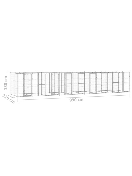 Suņu voljērs ar jumtu, 21,78 m², cinkots tērauds