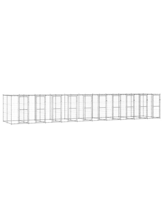 Suņu voljērs ar jumtu, 24,2 m², cinkots tērauds