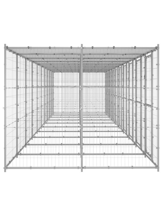 Suņu voljērs ar jumtu, 24,2 m², cinkots tērauds
