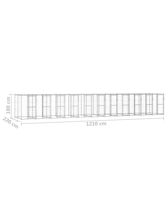 Suņu voljērs ar jumtu, 26,62 m², cinkots tērauds