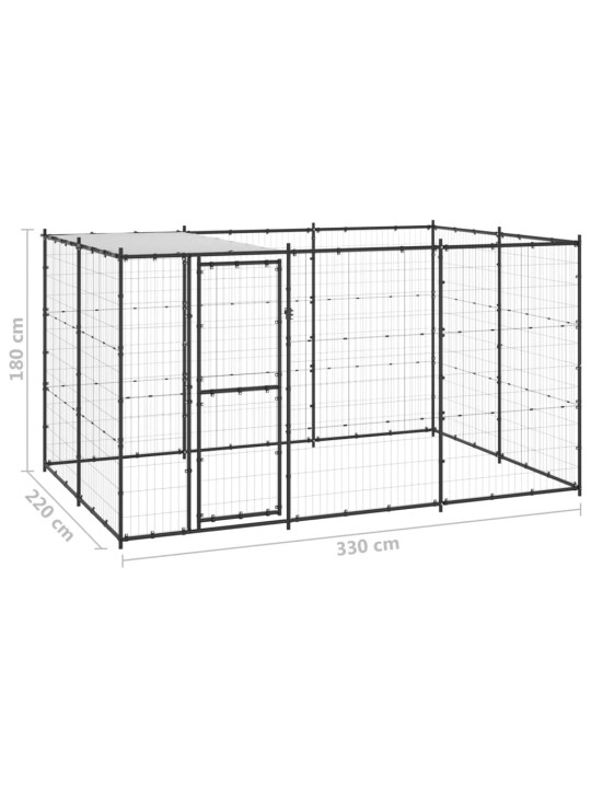 Suņu voljērs ar jumtu, 7,26 m², tērauds
