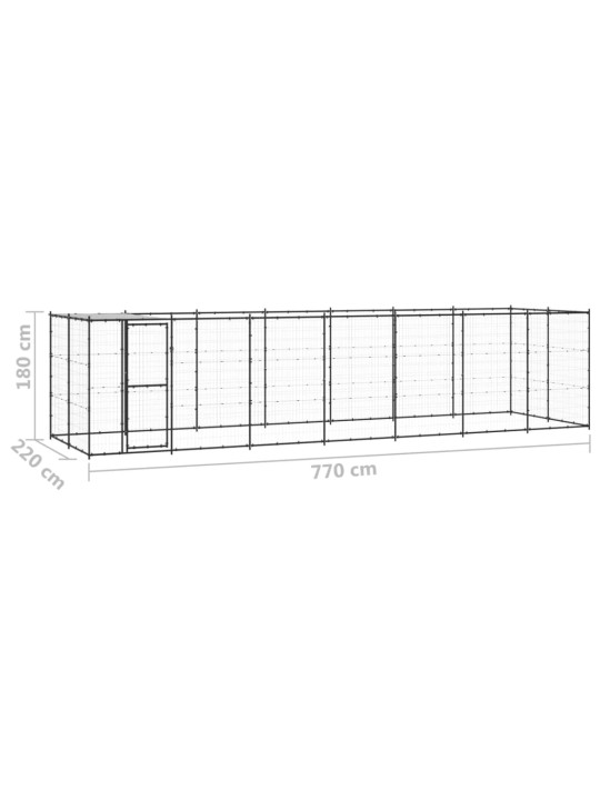Suņu voljērs ar jumtu, 16,94 m², tērauds