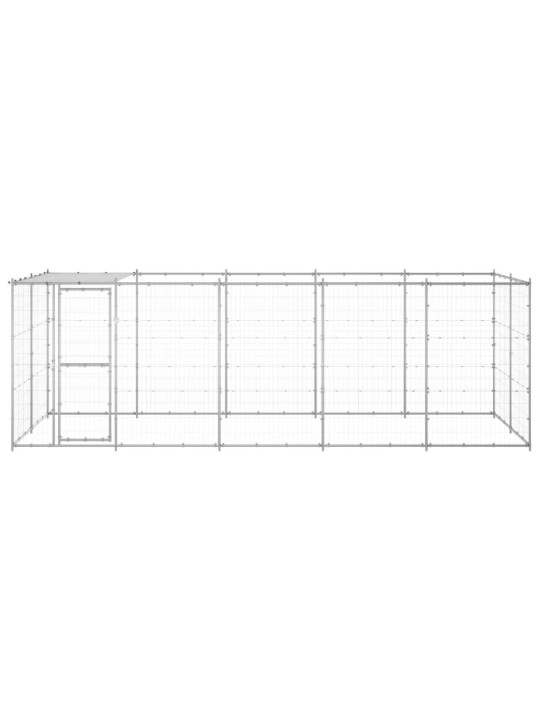 Suņu voljērs ar jumtu, 12,1 m², cinkots tērauds