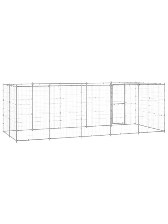 Suņu voljērs ar jumtu, 12,1 m², cinkots tērauds