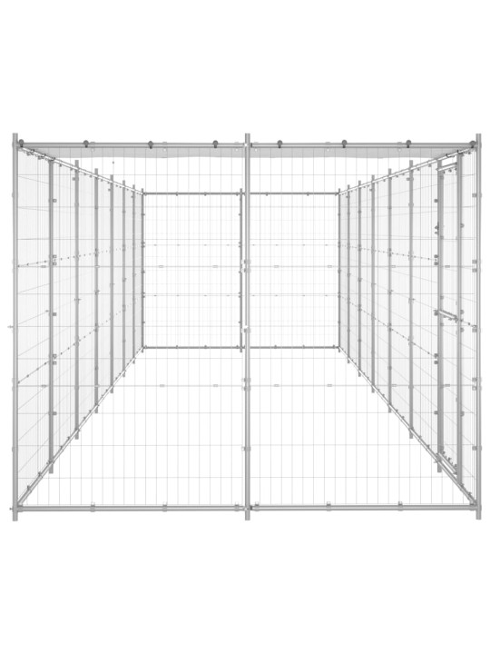 Suņu voljērs ar jumtu, 16,94 m², cinkots tērauds
