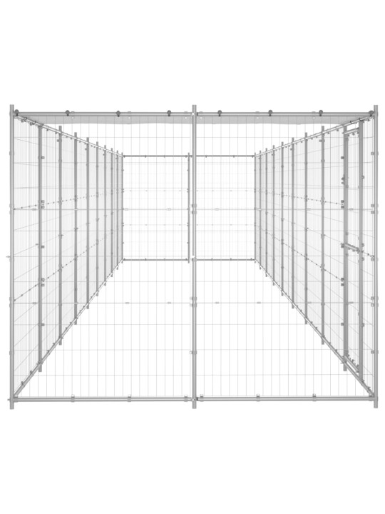 Suņu voljērs ar jumtu, 21,78 m², cinkots tērauds