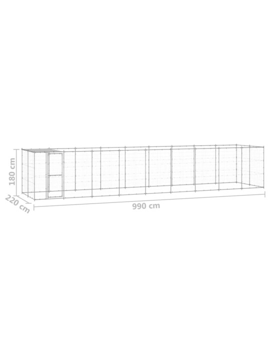 Suņu voljērs ar jumtu, 21,78 m², cinkots tērauds