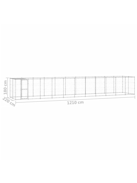 Suņu voljērs ar jumtu, 26,62 m², cinkots tērauds