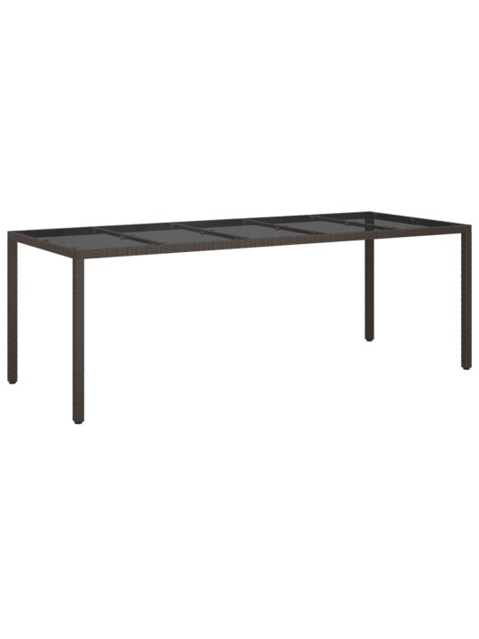 Dārza galds, 250x100x75 cm, rūdīts stikls, brūna pe rotangpalma