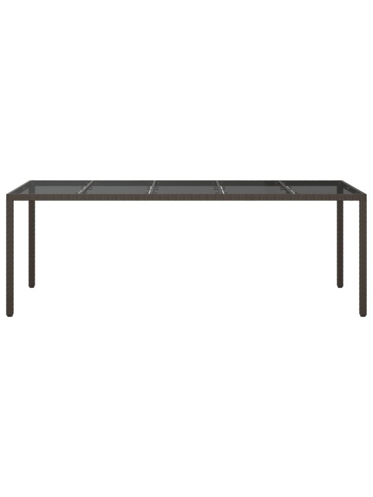 Dārza galds, 250x100x75 cm, rūdīts stikls, brūna pe rotangpalma