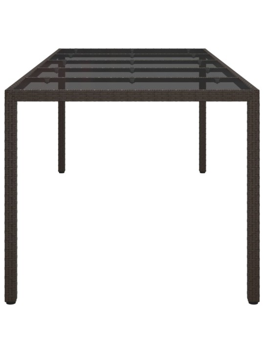 Dārza galds, 250x100x75 cm, rūdīts stikls, brūna pe rotangpalma