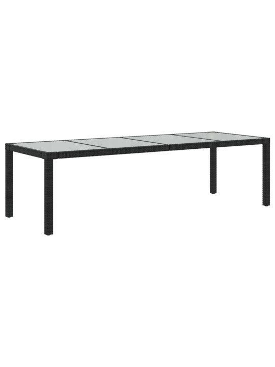Dārza galds, 250x100x75 cm, rūdīts stikls, melna pe rotangpalma