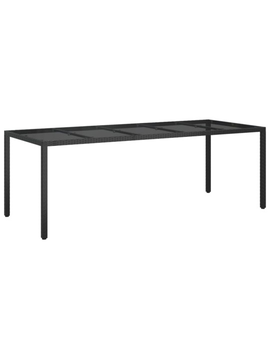 Dārza galds, 250x100x75 cm, rūdīts stikls, melna pe rotangpalma