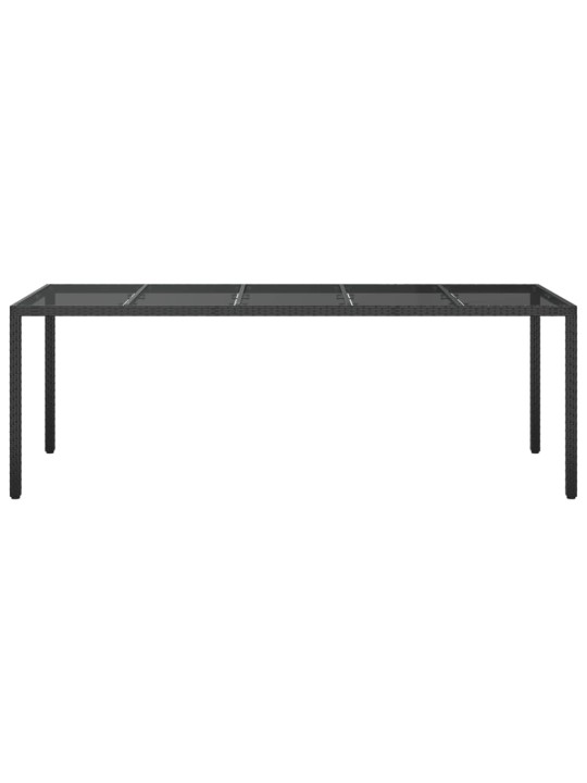 Dārza galds, 250x100x75 cm, rūdīts stikls, melna pe rotangpalma