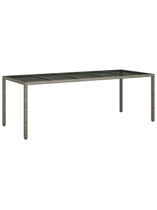 Dārza galds, 250x100x75cm, rūdīts stikls, pelēka pe rotangpalma