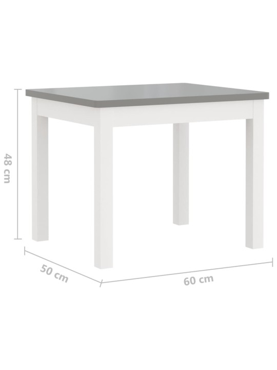 3-daļīgs bērnu galda un krēslu komplekts, balts ar pelēku, mdf