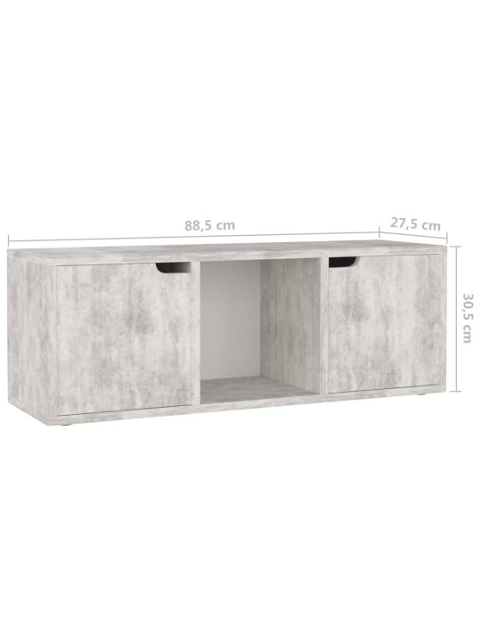 Tv skapītis, 88,5x27,5x30,5 cm, betona krāsa, inženierijas koks