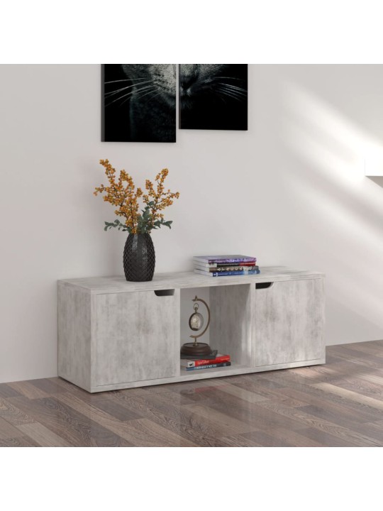 Tv skapītis, 88,5x27,5x30,5 cm, betona krāsa, inženierijas koks