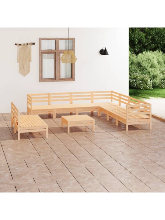 10-daļīgs dārza atpūtas mēbeļu komplekts, priedes masīvkoks