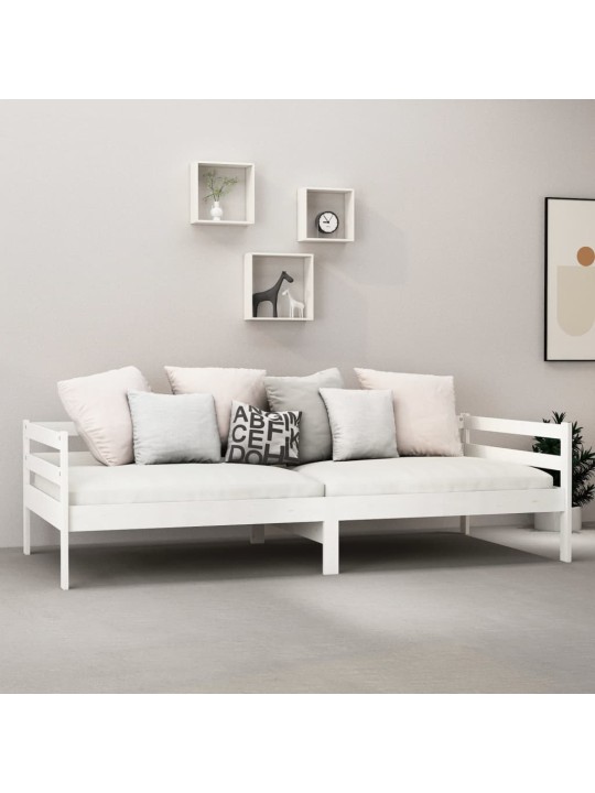 Dīvāngulta ar matraci, 90x200 cm, balta, priedes masīvkoks