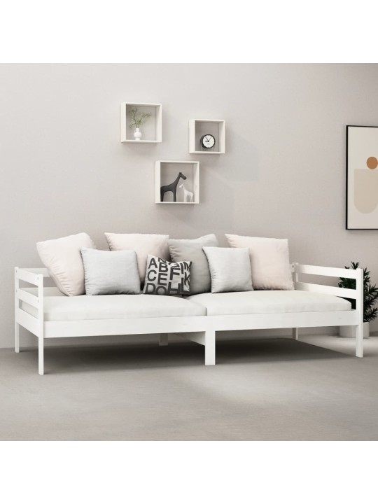 Dīvāngulta ar matraci, 90x200 cm, balta, priedes masīvkoks