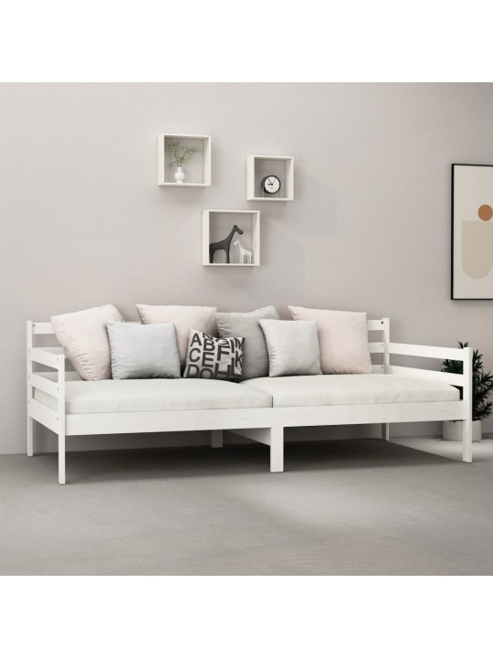 Dīvāngulta ar matraci, 90x200 cm, balta, priedes masīvkoks