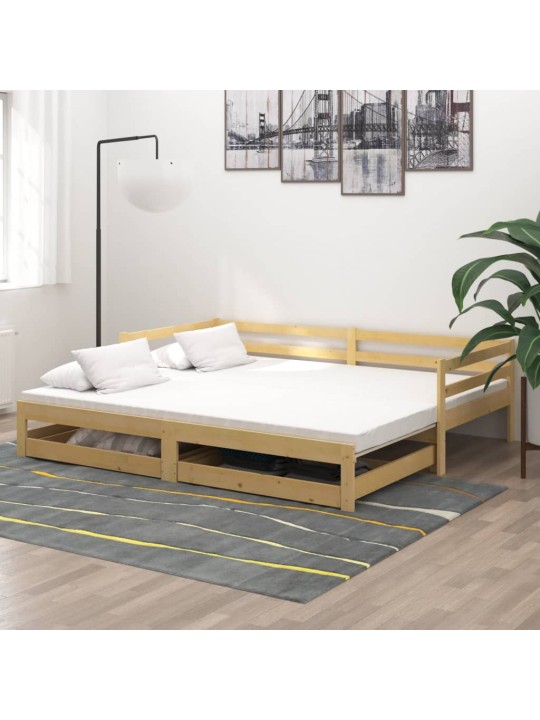 Izvelkama gulta, 2x(90x200) cm, priedes masīvkoks