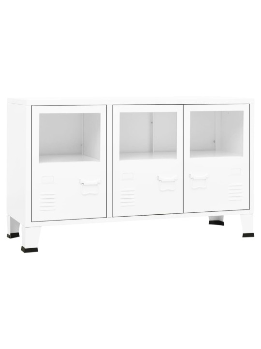 Kumode, balta, 105x35x62 cm, metāls un stikls