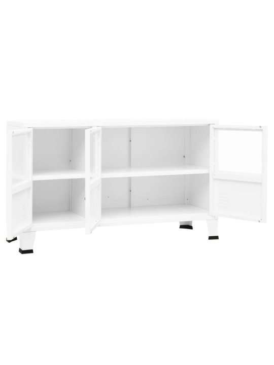Kumode, balta, 105x35x62 cm, metāls un stikls
