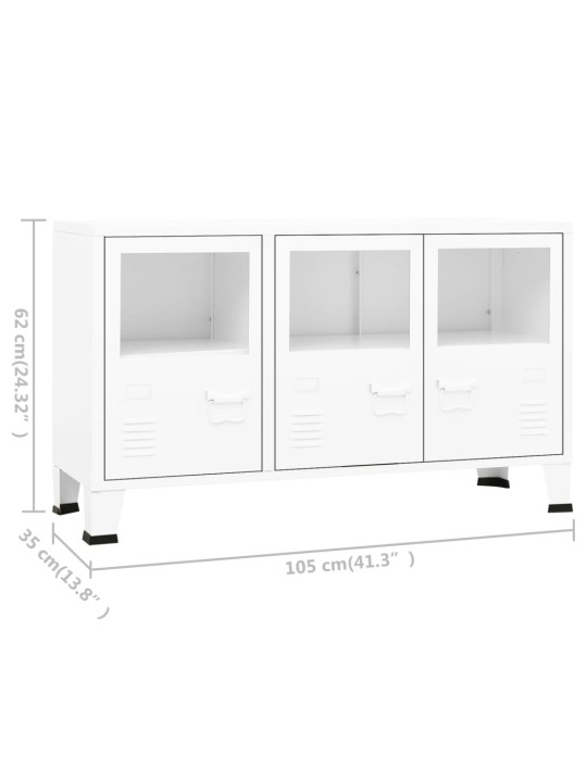 Kumode, balta, 105x35x62 cm, metāls un stikls
