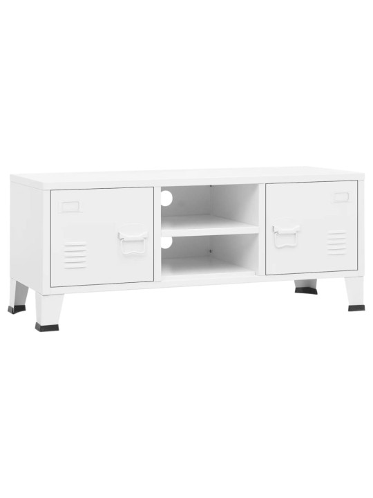 Tv skapītis, balts, 105x35x42 cm, industriāls dizains, metāls