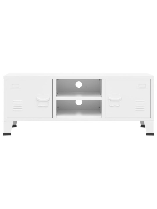 Tv skapītis, balts, 105x35x42 cm, industriāls dizains, metāls