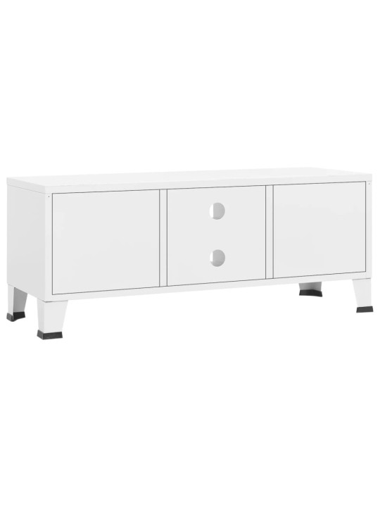 Tv skapītis, balts, 105x35x42 cm, industriāls dizains, metāls
