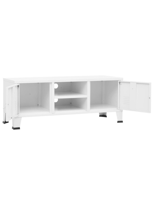 Tv skapītis, balts, 105x35x42 cm, industriāls dizains, metāls