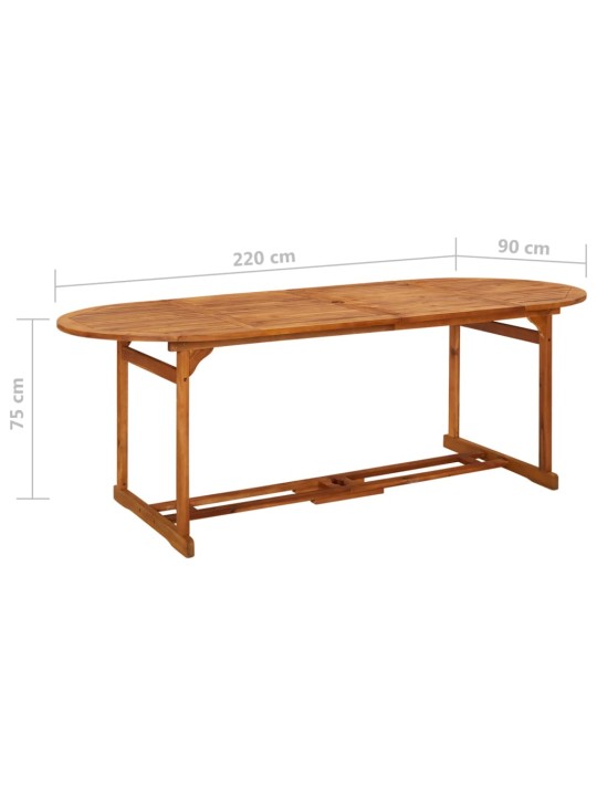 11-daļīgs dārza mēbeļu komplekts 220x90x75cm akācijas masīvkoks