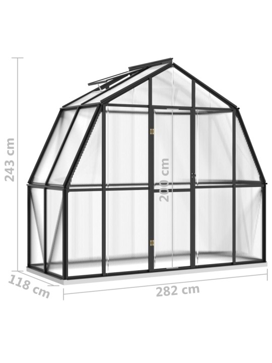 Siltumnīca ar pamatnes rāmi, antracītpelēks alumīnijs, 3,3 m²
