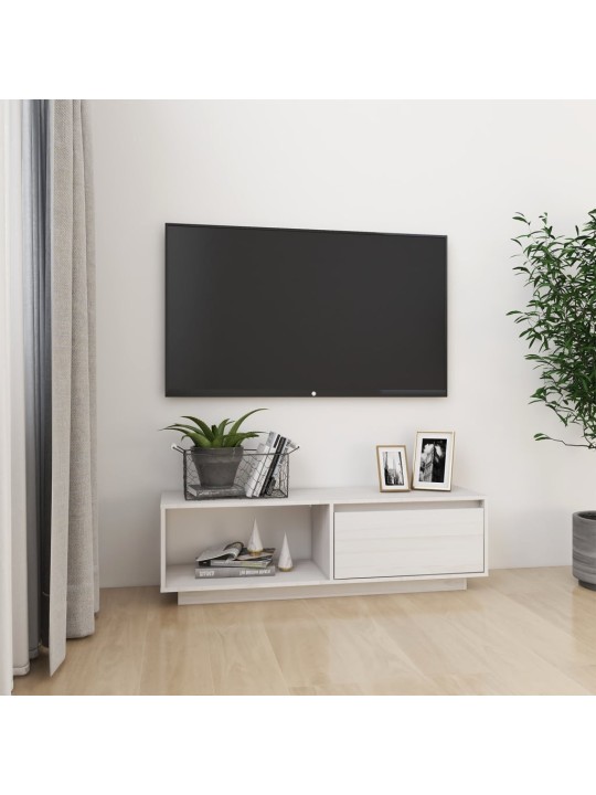 Tv skapītis, balts, 110x30x33,5 cm, priedes masīvkoks