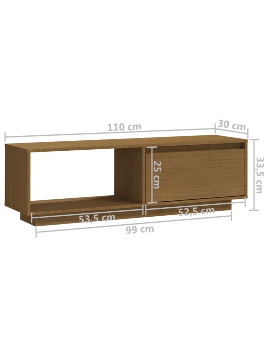 Tv skapītis, medus brūns, 110x30x33,5 cm, priedes masīvkoks