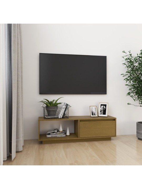 Tv skapītis, medus brūns, 110x30x33,5 cm, priedes masīvkoks