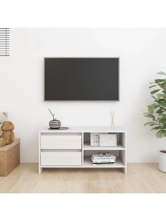 Tv skapītis, balts, 80x31x39 cm, priedes masīvkoks