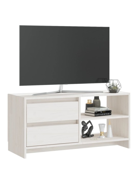 Tv skapītis, balts, 80x31x39 cm, priedes masīvkoks