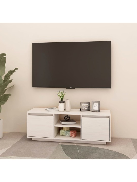 Tv skapītis, balts, 110x30x40 cm, priedes masīvkoks
