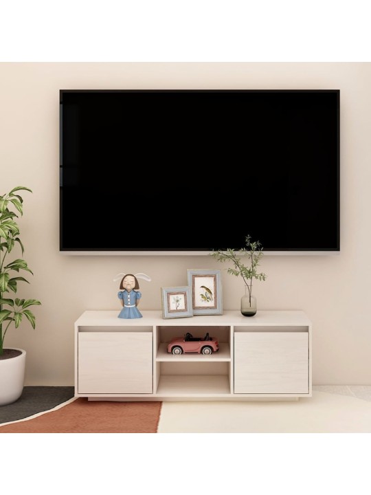 Tv skapītis, balts, 110x30x40 cm, priedes masīvkoks
