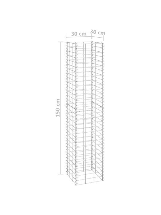 Gabioni/puķu kastes, 4 gab., 30x30x50/100/150/200 cm, dzelzs