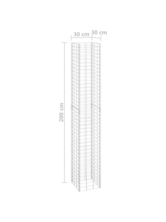 Gabioni/puķu kastes, 4 gab., 30x30x50/100/150/200 cm, dzelzs