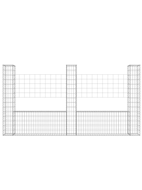 Gabionu siena ar 3 stabiem, u-forma, dzelzs, 260x20x150 cm