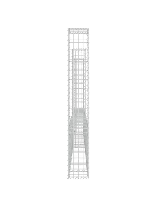 Gabionu siena ar 3 stabiem, u-forma, dzelzs, 260x20x150 cm