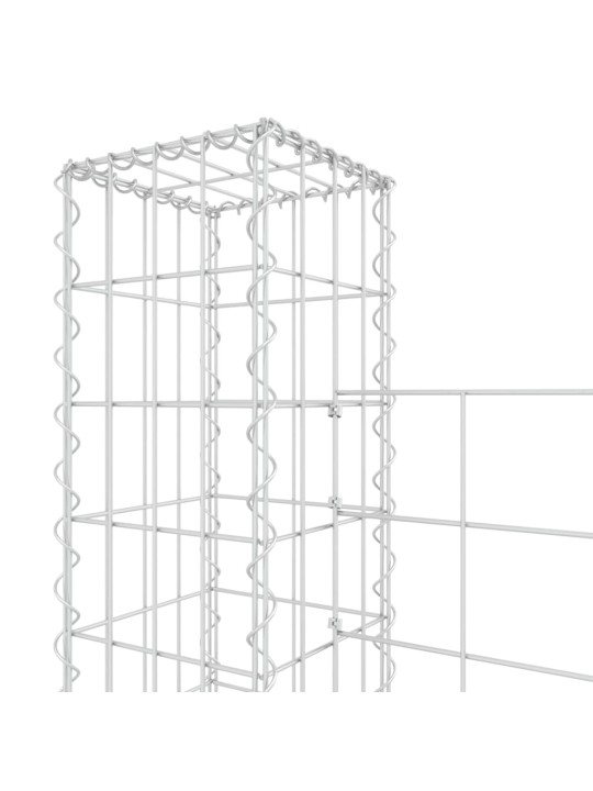 Gabionu siena ar 3 stabiem, u-forma, dzelzs, 260x20x150 cm
