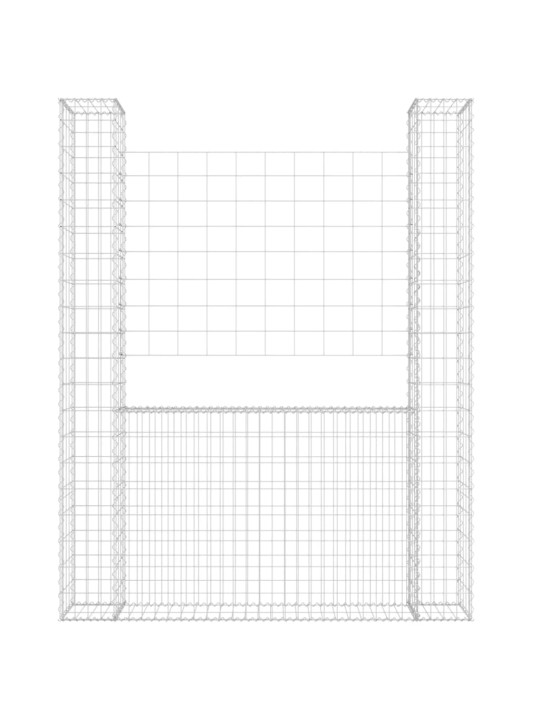 Gabionu siena ar 2 stabiem, u-forma, dzelzs, 140x20x200 cm